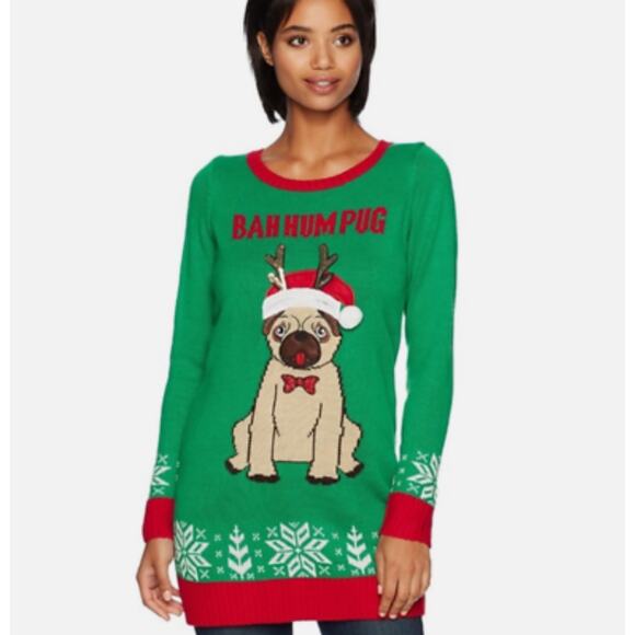 Bah Hum Pug - Ugly Christmas Sweater, Medium - Picture 1 of 5